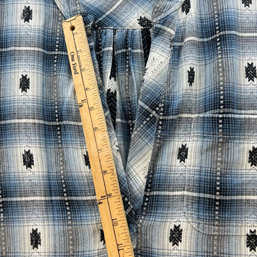Dylan Tunic Dress Women's Size S Blue Black V-neck Flannel Southwestern Plaid - Picture 5 of 10
